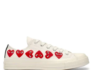 CONVERSE RED MULTI HEARTS LOW TOP WHITE
