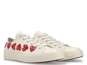 CONVERSE RED MULTI HEARTS LOW TOP WHITE