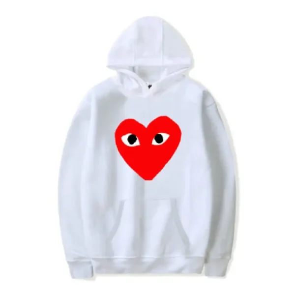 CDG BIG Red Heart Hoodie - White