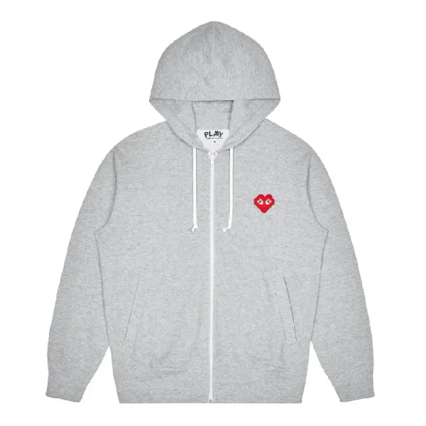 CDG PLAY Invaders Zip Hoodie - Grey