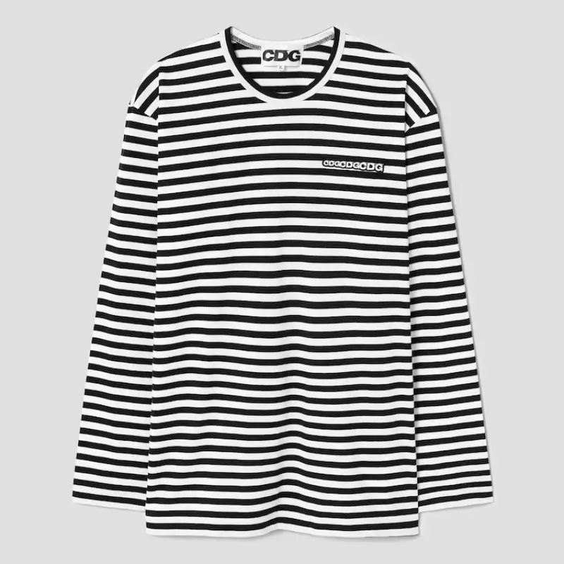 CDG Patch Long Sleeved Stripe - Black_White CDG Patch Long Sleeved Stripe - Black_White