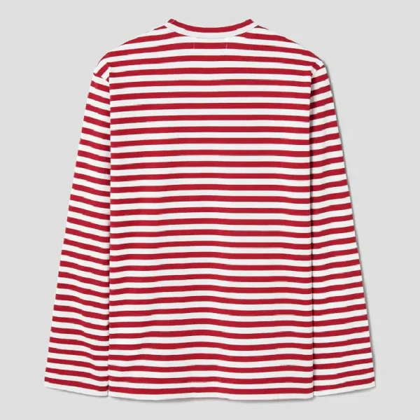 CDG Patch Long Sleeved Stripe - Red_White Back