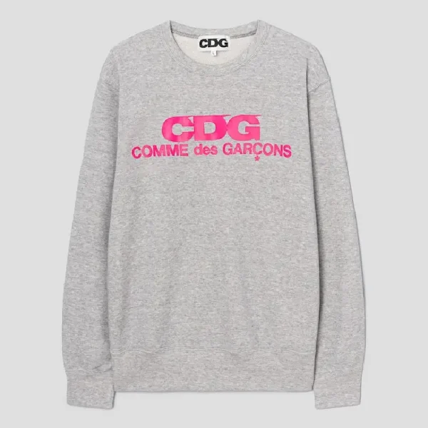 CDG Pink Logo Long Sleeve - Grey