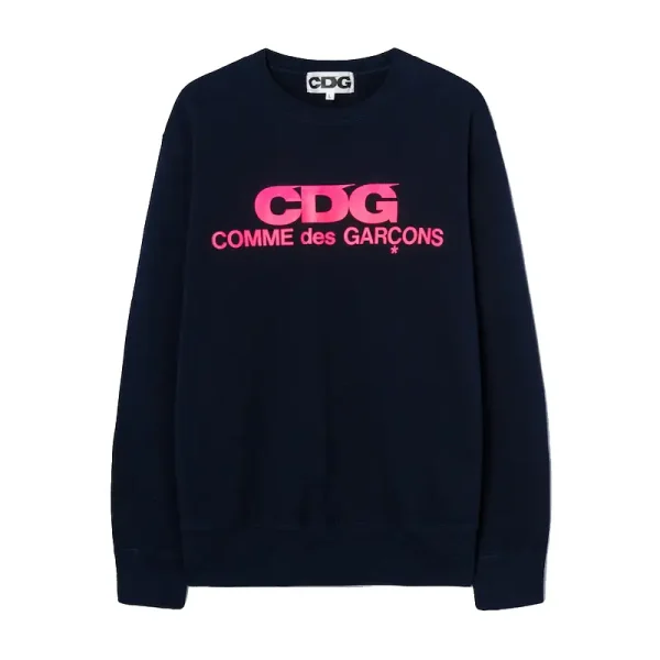 CDG Pink Logo Long Sleeve - Navy