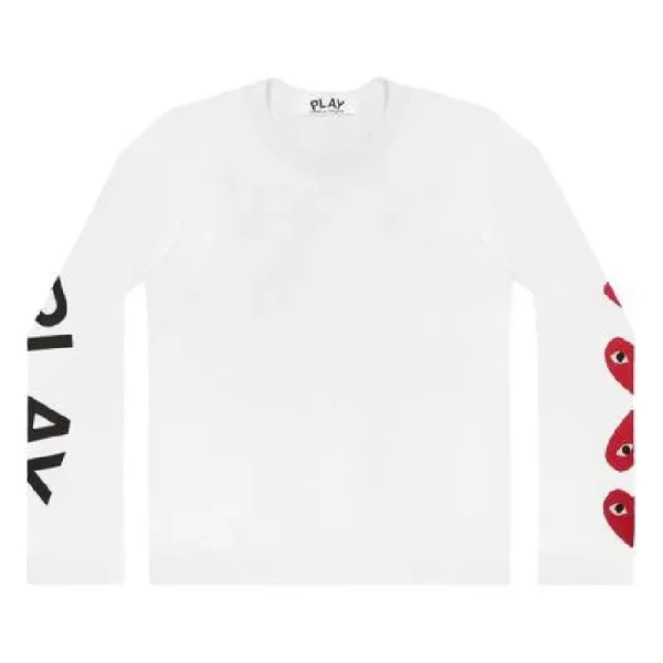CDG Play 4 Heart Long Sleeve - White