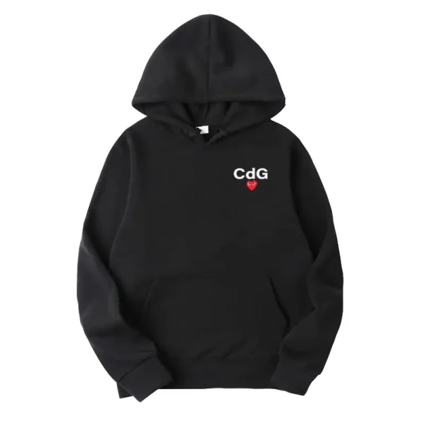 CDG Play Heart NEW X Printed Hoodie - Black