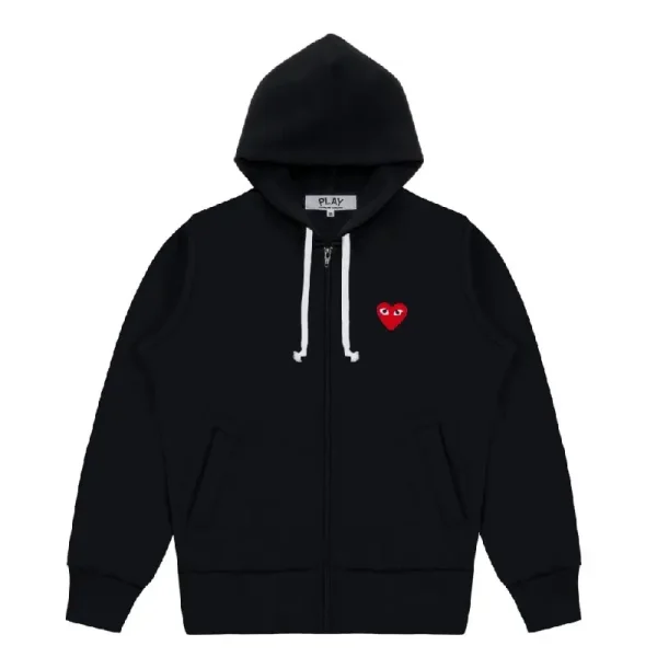 CDG Play Zipper Hoodie - Black