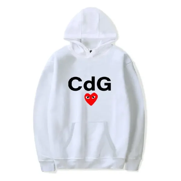 CDG Red Heart Front Print hoodie - White
