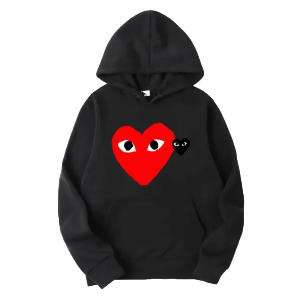 CDG Red Heart Pullover Hoodie - Black