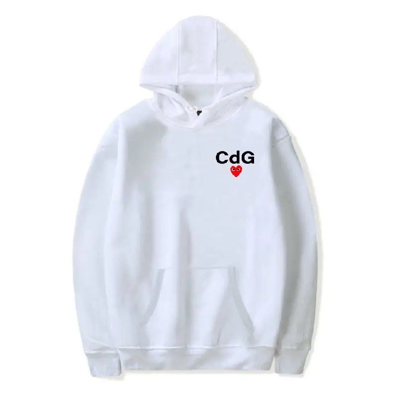CDG Small Logo With Heart Hoodie - White CDG Small Logo With Heart Hoodie - White