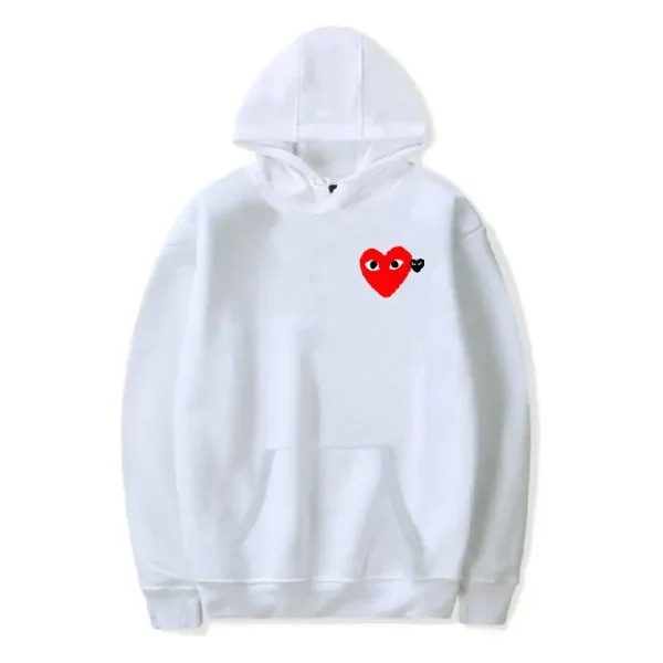 Comme Des Garcons Double Hearts Hoodie - White