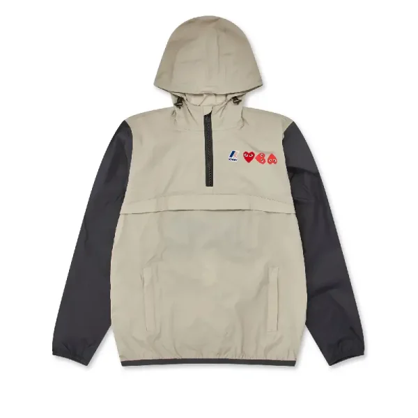 K-WAY CDG PLAY Half Zip Jacket - Black_Beige