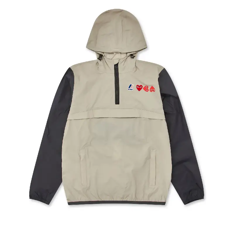 K-WAY CDG PLAY Half Zip Jacket - Black_Beige K-WAY CDG PLAY Half Zip Jacket - Black_Beige