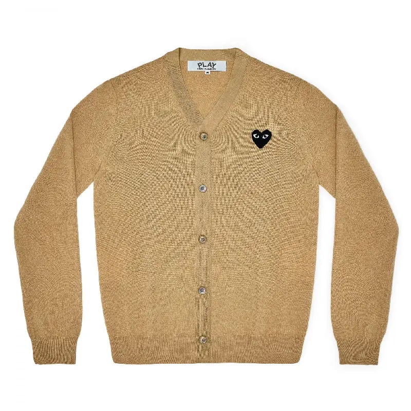 PLAY CDG V-Neck Cardigan Black Heart - Beige PLAY CDG V-Neck Cardigan Black Heart - Beige