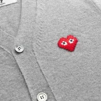 PLAY CDG V-Neck Cardigan Invader Emblem - Grey logo