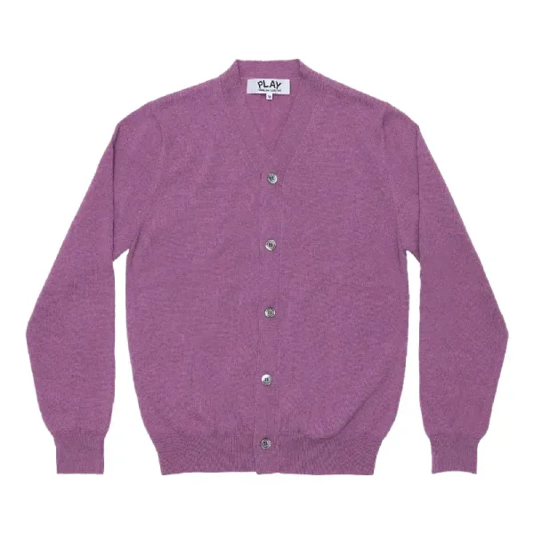 PLAY CDG V-Neck Cardigan Pastel Series Sleeve Heart - Purple
