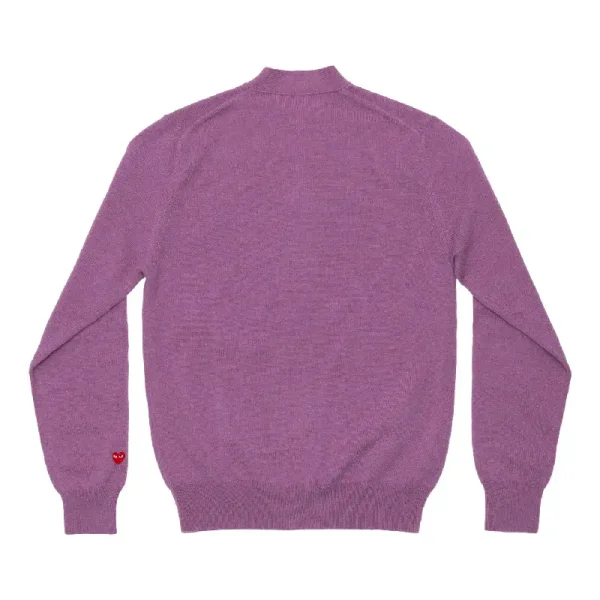 PLAY CDG V-Neck Cardigan Pastel Series Sleeve Heart - Purple Back