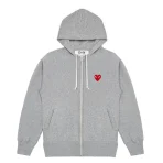 Play CDG Multi Logo Zip Hoodie – Grey