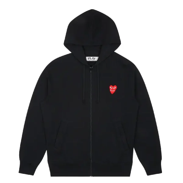 Play CDG Zip Hoodie Red Family Heart – Black