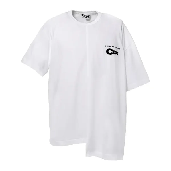 White CDG Asymmetric Split T-Shirt