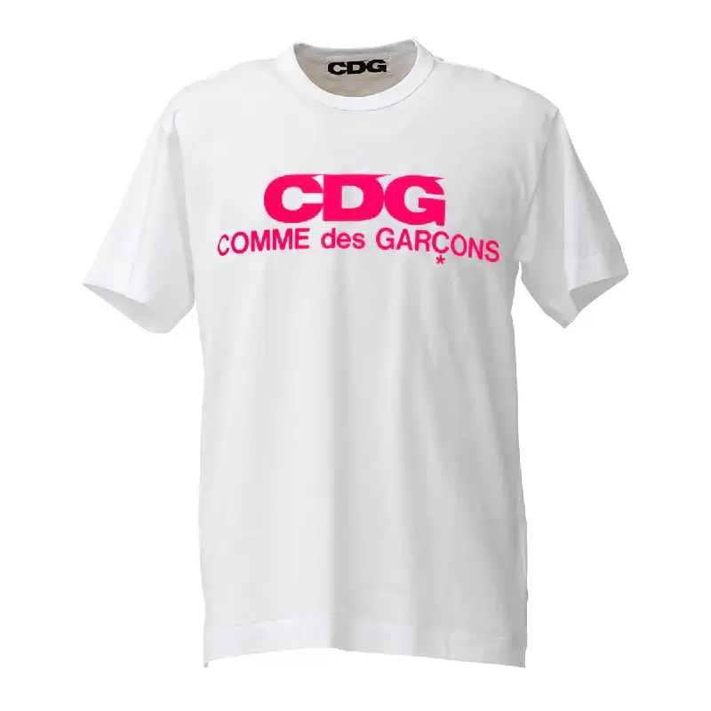 White CDG T-Shirt Pink Logo White CDG T-Shirt Pink Logo