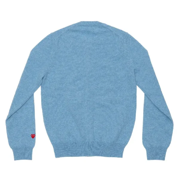 PLAY CDG Round Neck Cardigan Sleeve Heart - Light Blue Back