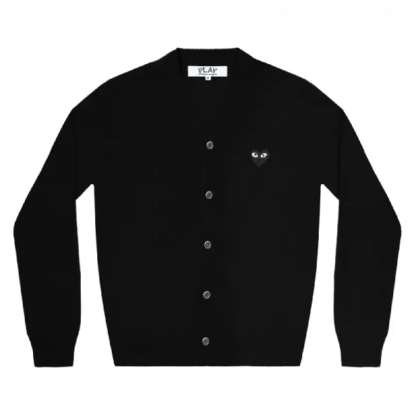 PLAY CDG V-Neck Cardigan Black Heart - Black