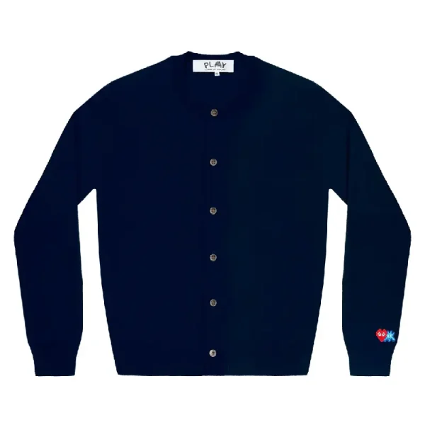PLAY CDG Women's Cardigan Invader Red Heart - Navy